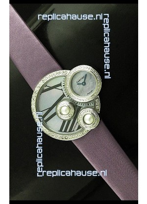 Cartier Jewellery Pearl Diamond Watch in Purple Strap