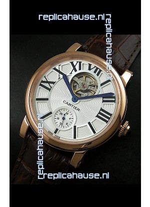 Ballon De Cartier Flying Tourbillon Japanese Replica Watch - Pink Gold Case