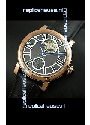 Ballon De Cartier Flying Tourbillon Japanese Replica Watch - Pink Gold Case