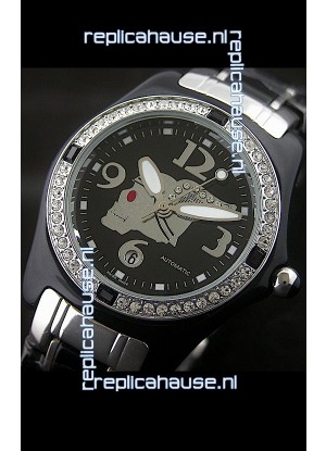Corum Imitation Ceramics Japanese Replica Watch in Black Dial