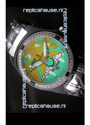 Corum Imitation Ceramics Japanese Replica Watch in Light Green & Yellow Dial
