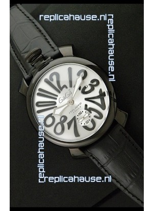 Gaga Milano Italy Japanese Replica PVD Watch in Black Markers