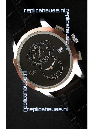 Glashuette ST. Steel Japanese Replica Watch in Black Dial