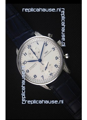 IWC Portuguese Chronograph White Dial with Diamonds 1:1 Mirror Replica Watch