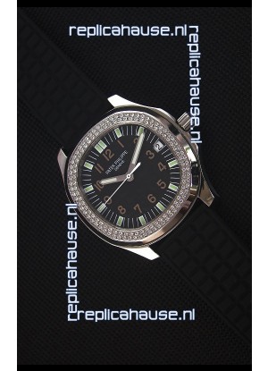 Patek Philippe Aquanaut Swiss Replica Watch with Swiss Diamonds Bezel 