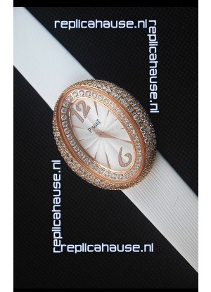 Piaget Limelight Magic Hour Swiss Quartz Watch Rose Gold in White Strap