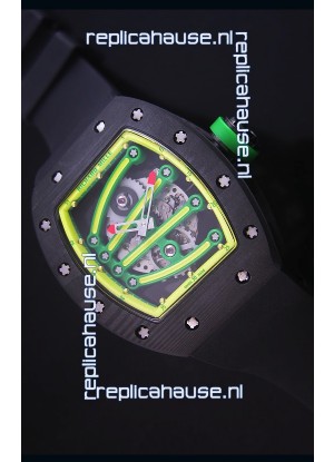 Richard Mille RM059 Yohan Blake Forged Carbon Case Swiss Replica Watch in Yellow Bezel