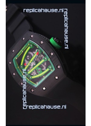 Richard Mille RM059 Yohan Blake Forged Carbon Case Swiss Replica Watch in Green Bezel