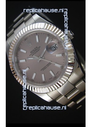 Rolex Datejust II 41MM with Cal.3136 Movement Swiss Replica Watch in Grey Dial Stick Markers 