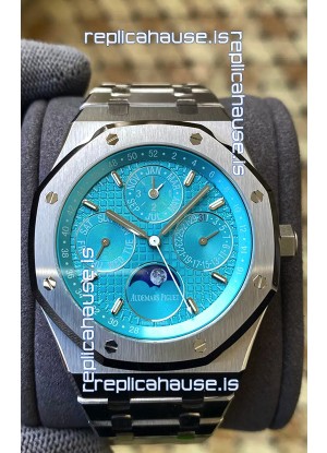 Audemars Piguet Royal Oak Perpetual Calendar Swiss Replica 904L Steel in Cyan Blue Dial