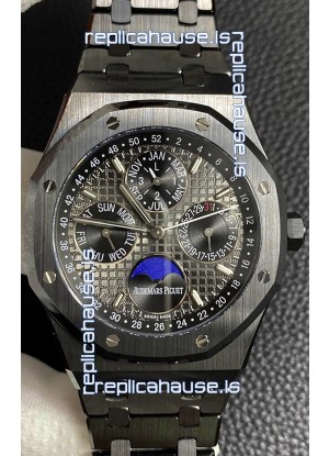 Audemars Piguet Royal Oak Perpetual Calendar Swiss Replica Black PVD Casing in Black Dial 