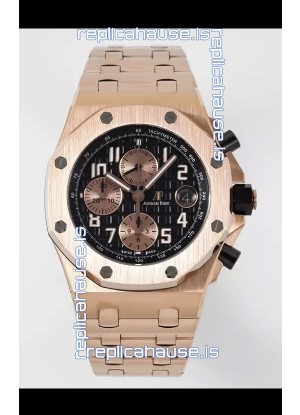 Audemars Piguet Royal Oak Offshore Black Dial Chronograph 1:1 Mirror Replica Watch - Rose Gold 