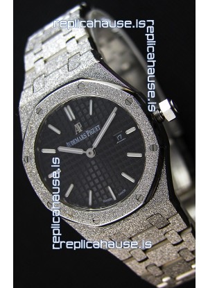 Audemars Piguet Royal Oak Frosted White Gold QUARTZ Watch Black Dial 33MM - 1:1 Mirror Replica 