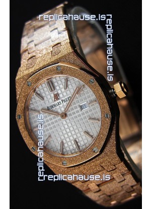 Audemars Piguet Royal Oak Frosted Rose Gold QUARTZ Watch White Dial 33MM - 1:1 Mirror Replica 