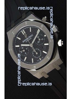 Audemars Piguet Royal Oak Chronograph Black Dial Rubber Strap Swiss Replica Watch 