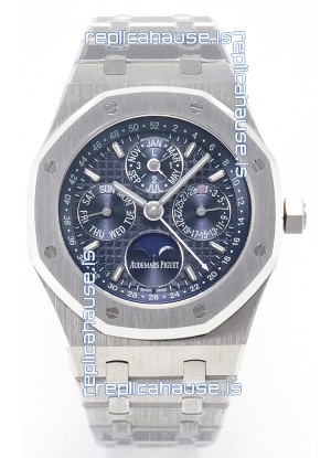 Audemars Piguet Royal Oak Perpetual Calendar Super Clone 904L Steel in Steel Blue Dial