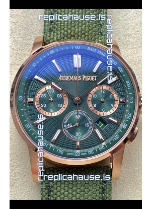 Audemars Piguet CODE 11.59 Chronograph Swiss Replica Watch in Rose Gold Casing Green Dial 