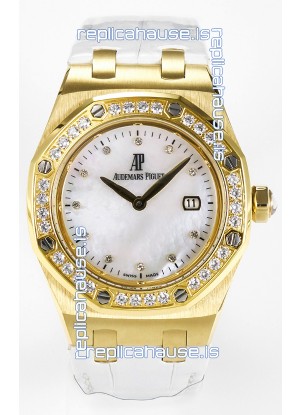 Audemars Piguet Royal Oak 33MM Rose Gold Quartz Rose Gold Pearl Dial Swiss Replica Watch