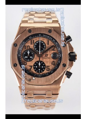 Audemars Piguet Royal Oak Offshore Rose Gold BRICK Dial 1:1 Super Clone Replica Watch - 904L Steel