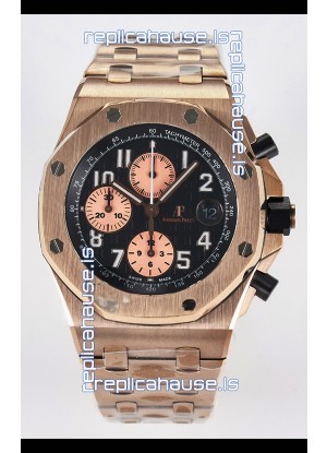 Audemars Piguet Royal Oak Offshore Rose Gold Half BRICK Dial 1:1 Super Clone Replica Watch - 904L Steel