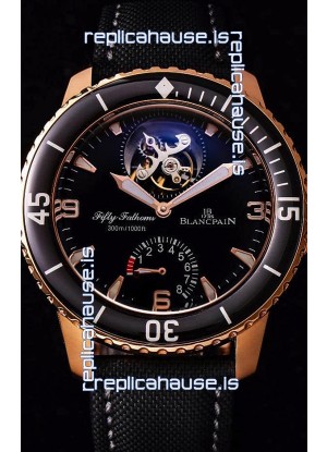 Blancpain Fifty Fathoms Tourbillon 8 Jours 1:1 Mirror Swiss Replica Watch in Rose Gold Casing