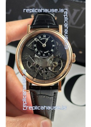 Breguet Tradition 7057BR/R9/9W6 Rose Gold Casing Single Tourbillon Swiss Replica Black Strap Watch