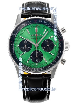 Breitling Navitimer B01 Chronograph 43 Green Dial - 904L Steel Casing 1:1 Mirror Swiss Replica