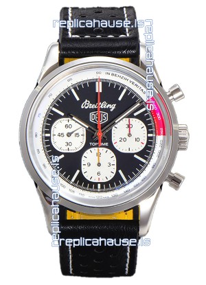 Breitling Top Time B01 Deus Edition Black Dial Leather Strap 1:1 Mirror Swiss Replica Watch 