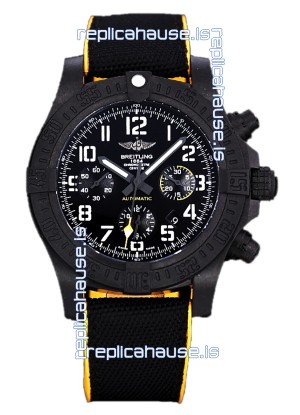 Breitling Avenger Hurricane Chronograph Black Dial Yellow Rimmed Nylon - DLC Coating Swiss Replica Watch