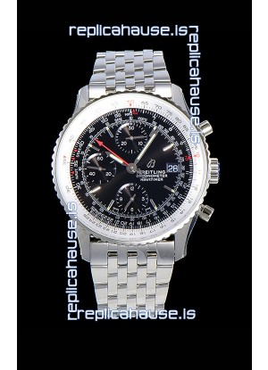 Breitling Navitimer 1 Chronograph 41MM Swiss Watch Black Dial in 904L Steel - Steel Strap