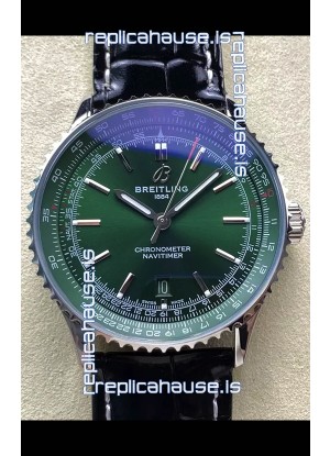 Breitling Navitimer 1 Automatic Swiss Replica Watch in Green Dial - Leather Strap