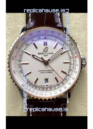 Breitling Navitimer 1 Automatic Swiss Replica Watch in White Dial Rose Gold Bezel