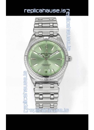 Breitling Chronomat 36MM Stainless Steel Casing 1:1 Mirror Replica Watch Green Dial