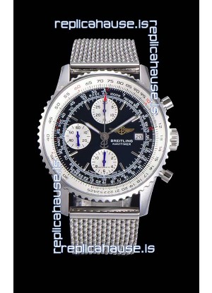 Breitling Navitimer Chronograph 41MM Swiss Replica Watch in 904L Steel Casing - Mesh Steel Strap