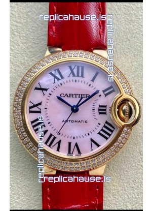 Ballon De Cartier Swiss Automatic 1:1 Mirror Quality 33MM in Rose Gold Pink Pearl Dial