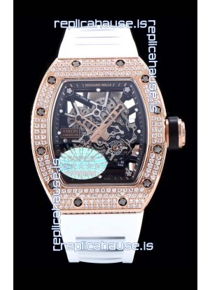 Richard Mille RM035 AMERICAS 18K Rose Gold Replica Watch in White Strap