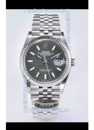 Rolex Datejust 126234 36MM Swiss Replica in 904L Steel in Grey Dial 1:1 Mirror Replica