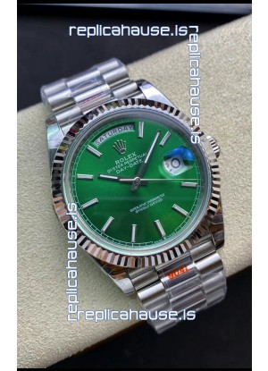 Rolex Day Date 904L Stainless Steel Watch 40MM - Green Dial 1:1 Mirror Quality