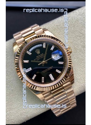 Rolex Day Date 40MM 228238a 1:1 Rose Gold in Black Dial 1:1 Mirror Replica Watch