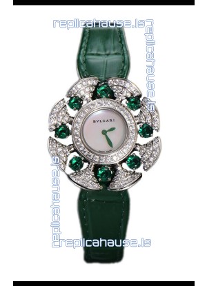 Bvlgari Divas's Dream Edition Watch in Steel Casing - Diamonds Paved Bezel Swiss Replica