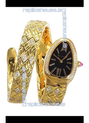 Bvlgari Serpenti Edition Yellow Gold Casing Black Dial Watch in 1:1 Mirror Quality