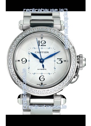 Pasha De Cartier 1:1 Mirror Quality Automatic Swiss Replica Watch 35MM Stainless Steel 