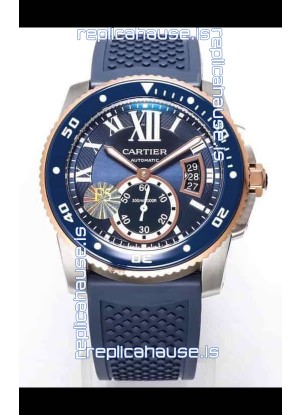 Calibre De Cartier Watch 42MM Blue Dial Steel Case - 1:1 Mirror Replica Watch