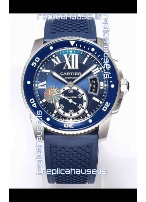 Calibre De Cartier Watch 42MM Blue Dial Steel Case - 1:1 Mirror Replica Watch