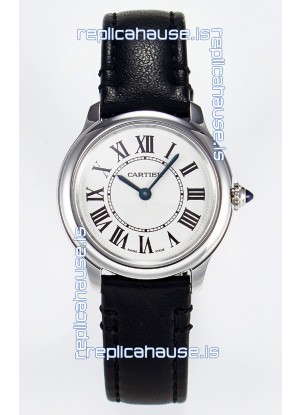 Ronde De Cartier Super Clone 29MM Swiss Replica Watch in Silver-Plated White Dial