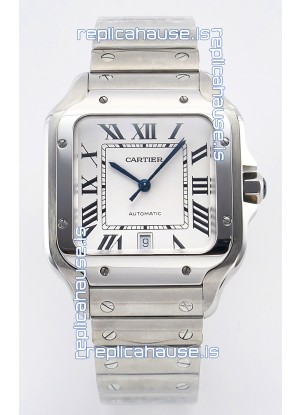 Cartier Santos De Cartier 904L Steel White Dial Super Clone Replica 40MM Watch 