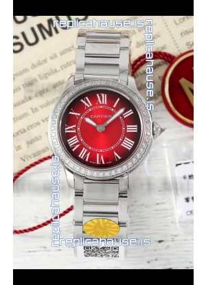 Cartier Ronde Must 29MM Swiss Quartz Red Dial 1:1 Mirror Swiss Replica Watch 