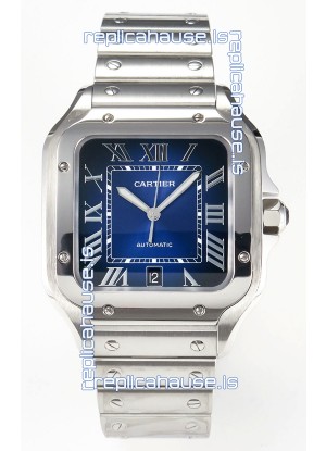 Cartier Santos De Cartier 904L Steel Blue Dial Super Clone Replica 40MM Watch 