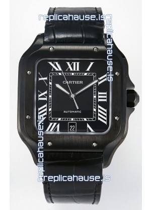 Cartier Santos De Cartier DLC Coating on Steel Black Dial Super Clone Replica 40MM Watch 