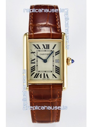 Tank Must Cartier Super Clone Edition 33.7 Watch in Yellow Gold Casing 